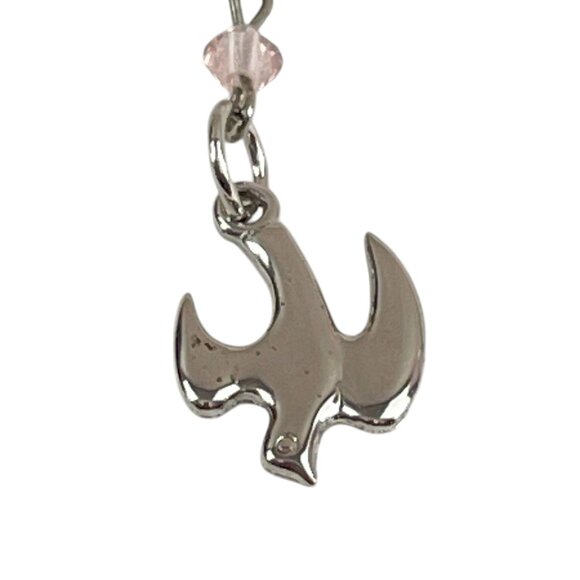 Sterling Silver Dove Pendant Necklace With Pink Crystal Beads & Chain - Picture 2 of 9